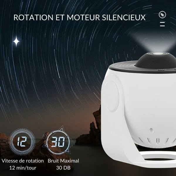 Projecteur en fonctionnement avec un motif de constellation