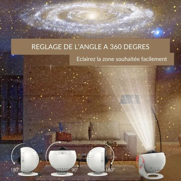 Vue latérale du projecteur montrant sa base et ses boutons