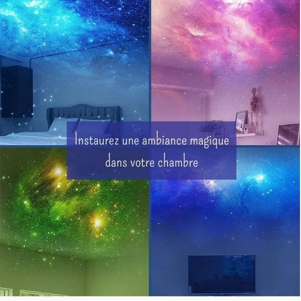 Vue rapprochée de la veilleuse noire avec motifs étoilés