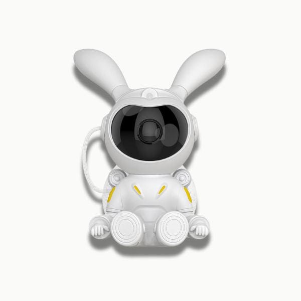 Lapin en combinaison spatiale, ciel étoilé scintillant