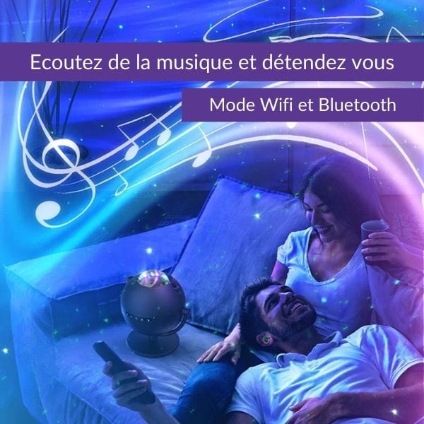 Veilleuse connectée affichant des effets lumineux colorés