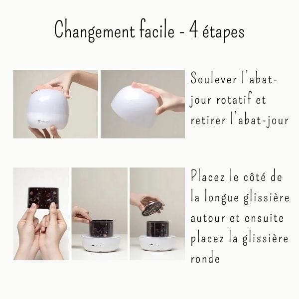 Gros plan sur veilleuse avec motifs étoilés projetés