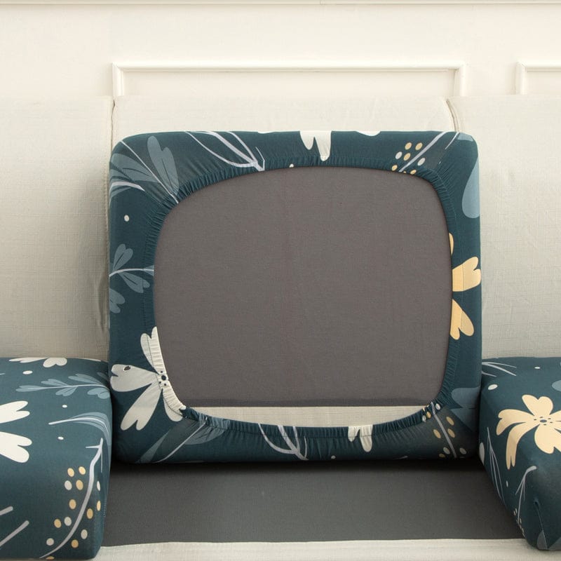 Gros plan sur le tissu extensible vert à fleurs
