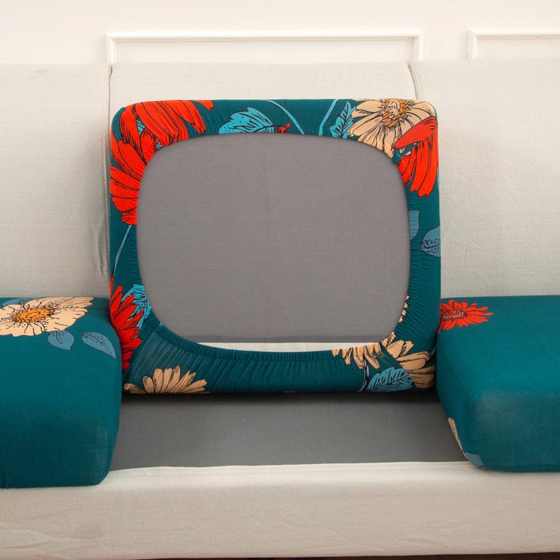 Gros plan sur le tissu extensible à motifs floraux verts