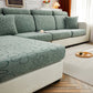 Vue latérale d'un coussin recouvert de housse polaire verte