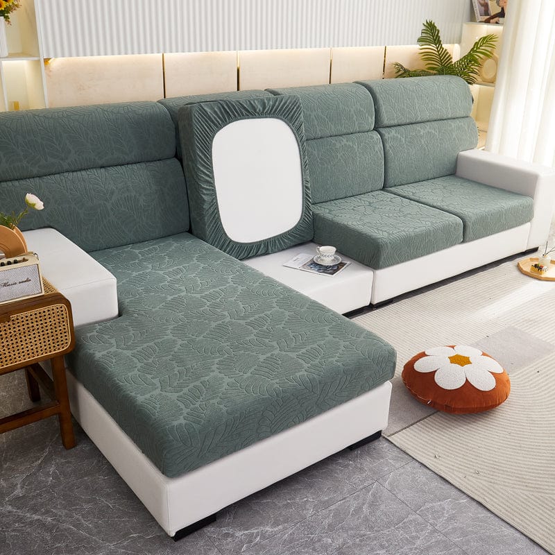 Housse polaire extensible en place sur un coussin