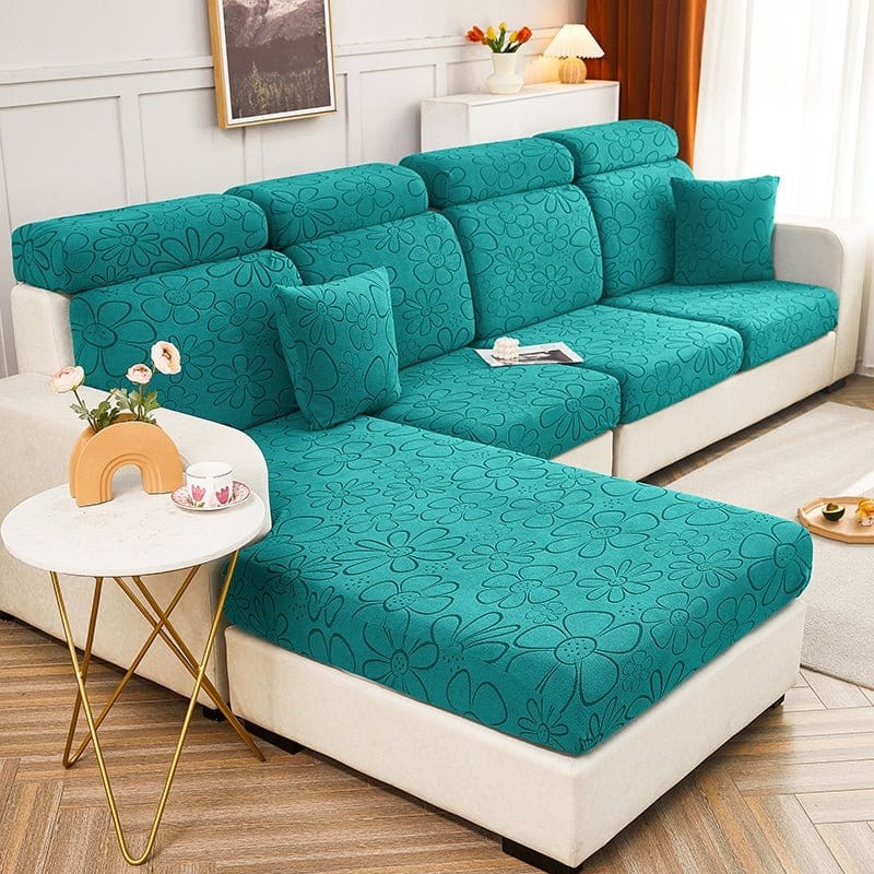 Gros plan sur la texture douce de la housse polaire verte