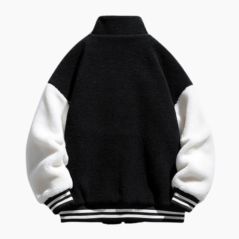 Veste d'hiver homme noire avec col montant et poches
