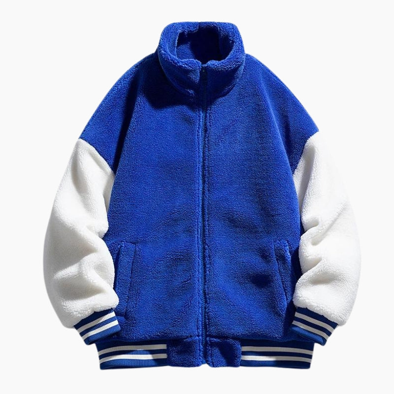 Veste bleue pour homme, manches blanches contrastantes