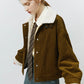 Veste marron avec col en mouton synthétique blanc