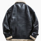Veste noire avec col mouton beige pour homme