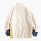 Veste polaire tricolore avec poches multiples, vue de face