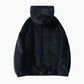 Veste noire à capuche en polaire pour homme, vue de face