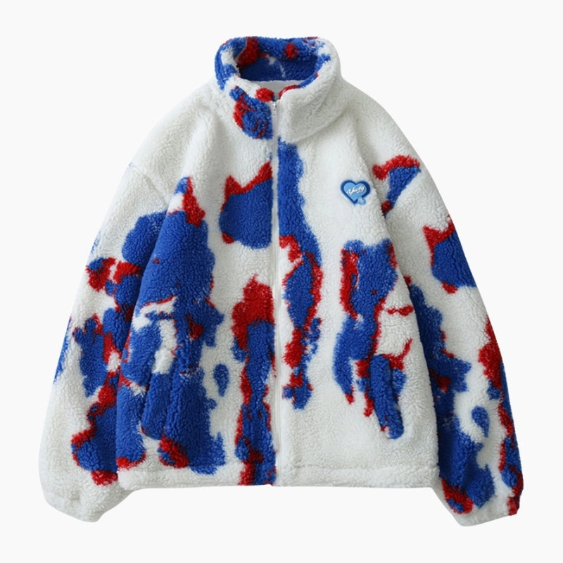 Veste chaude homme avec nuances bleu, blanc, rouge