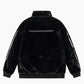 Veste duveteuse noire avec motifs et col montant