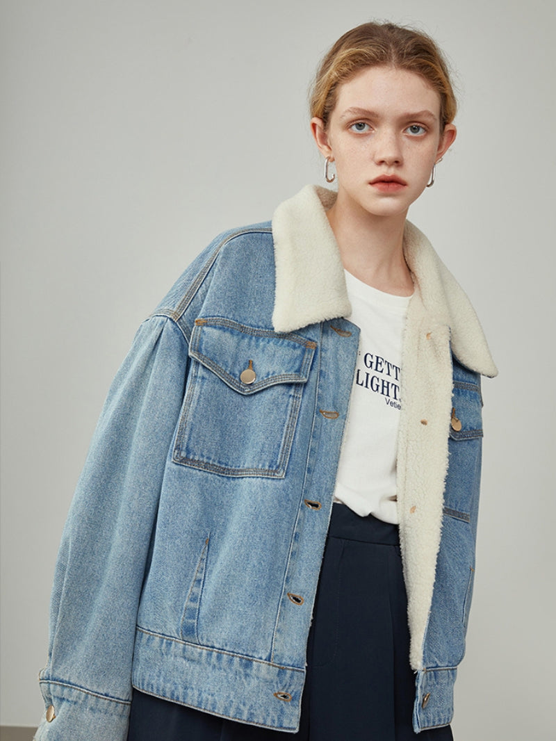 Veste en jean avec intérieur molletonné visible
