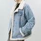 Veste en jean avec col en fausse fourrure vue de face