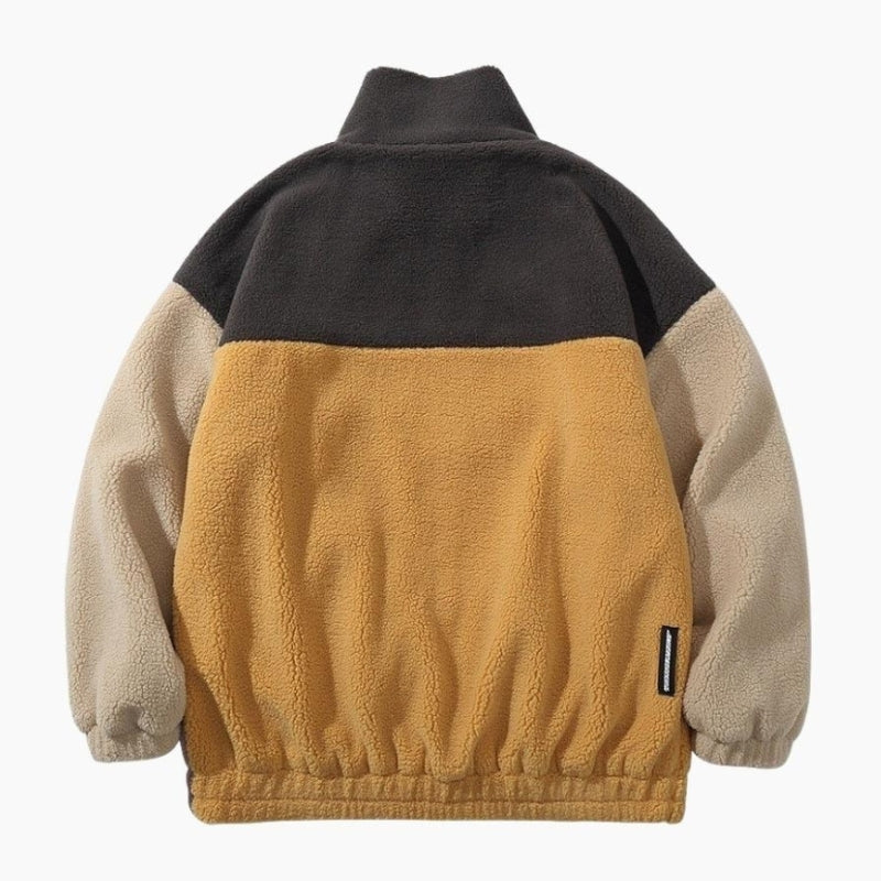 Veste molletonnée tricolore avec col rond zippé