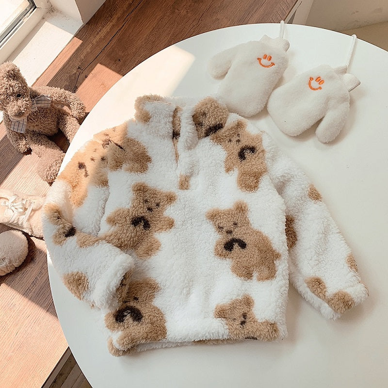 Vue d'ensemble de la veste enfant avec oursons