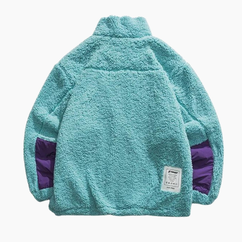 Veste oversize turquoise en Pilou Pilou avec poches