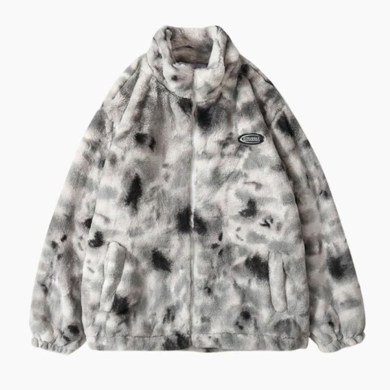 Détail de la fermeture éclair sur veste peau lainée synthétique