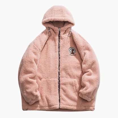 Vue de face d'une veste rose en pilou pour homme