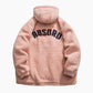Veste rose en pilou pour homme avec col montant