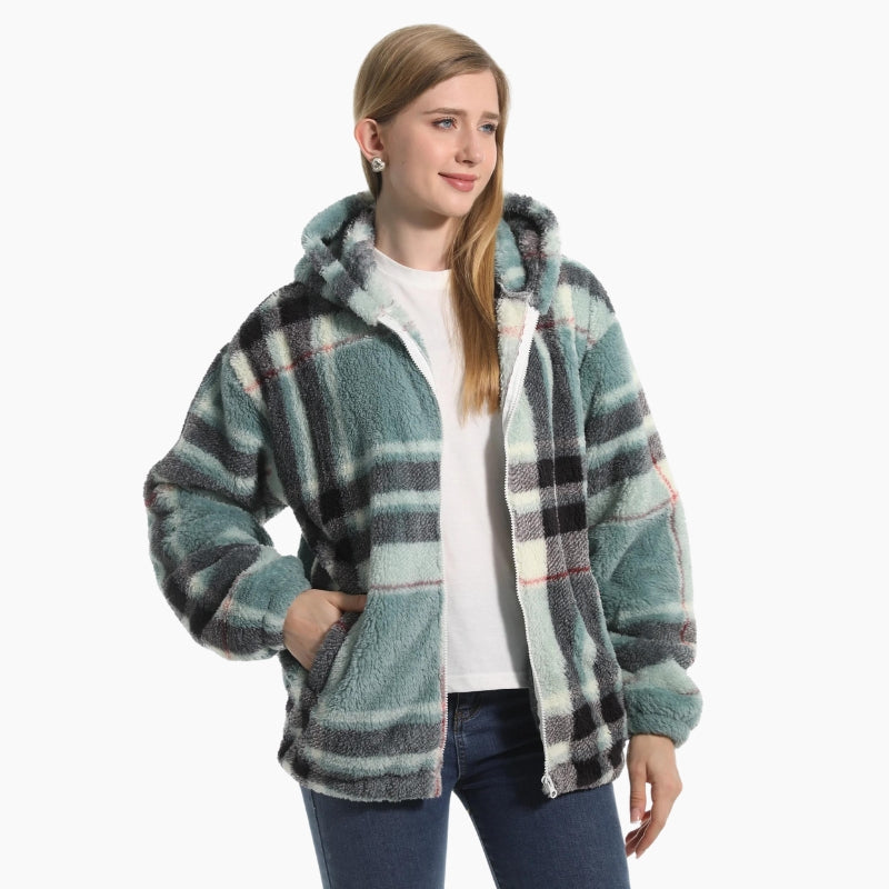 Veste verte à carreaux en Pilou Pilou sur cintre