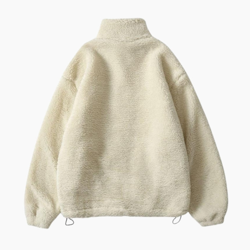 Veste polaire blanche homme avec col montant et poches