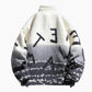 Veste polaire noire et blanche avec motifs modernes