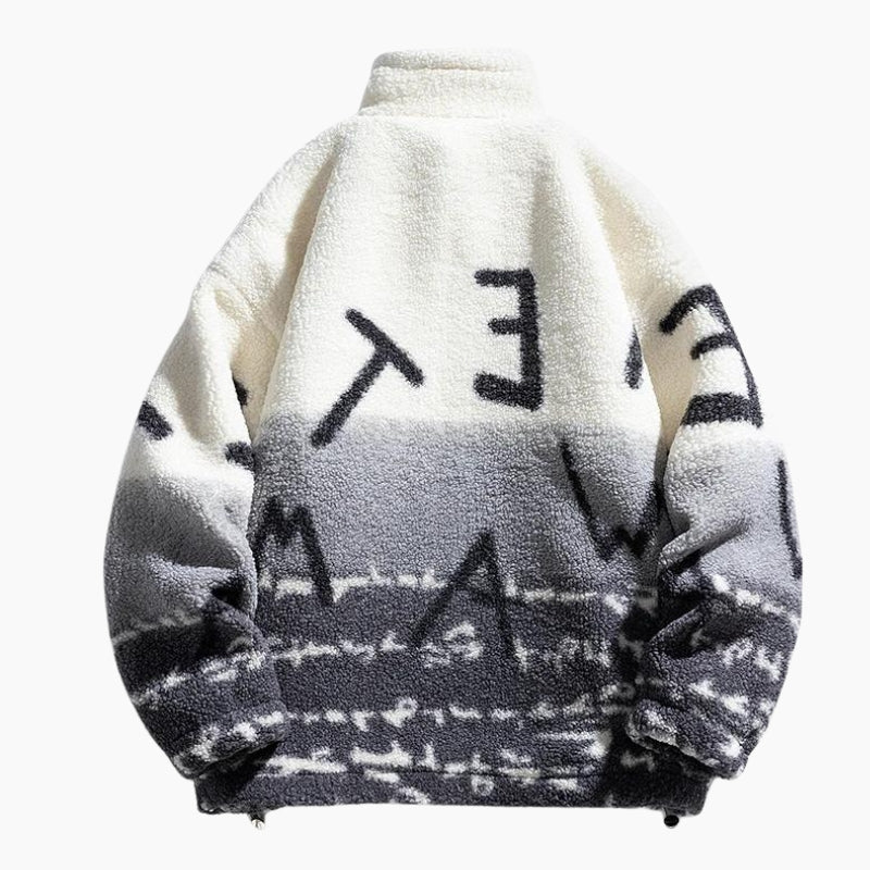 Veste polaire noire et blanche avec motifs modernes