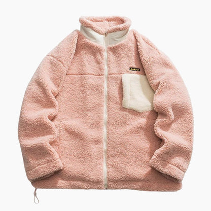 Veste en Pilou Pilou rose avec poche contrastante