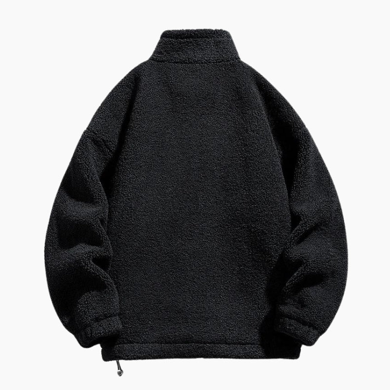 Veste universitaire noire pour homme avec col rond et fermeture éclair