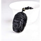 Pendentif Bouddha sculpté en obsidienne noire, vue de face